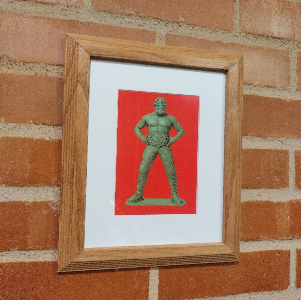 Rey Mysterio Retro Wrestling Plastic Army Man Framed Art Print By Neon Nicho